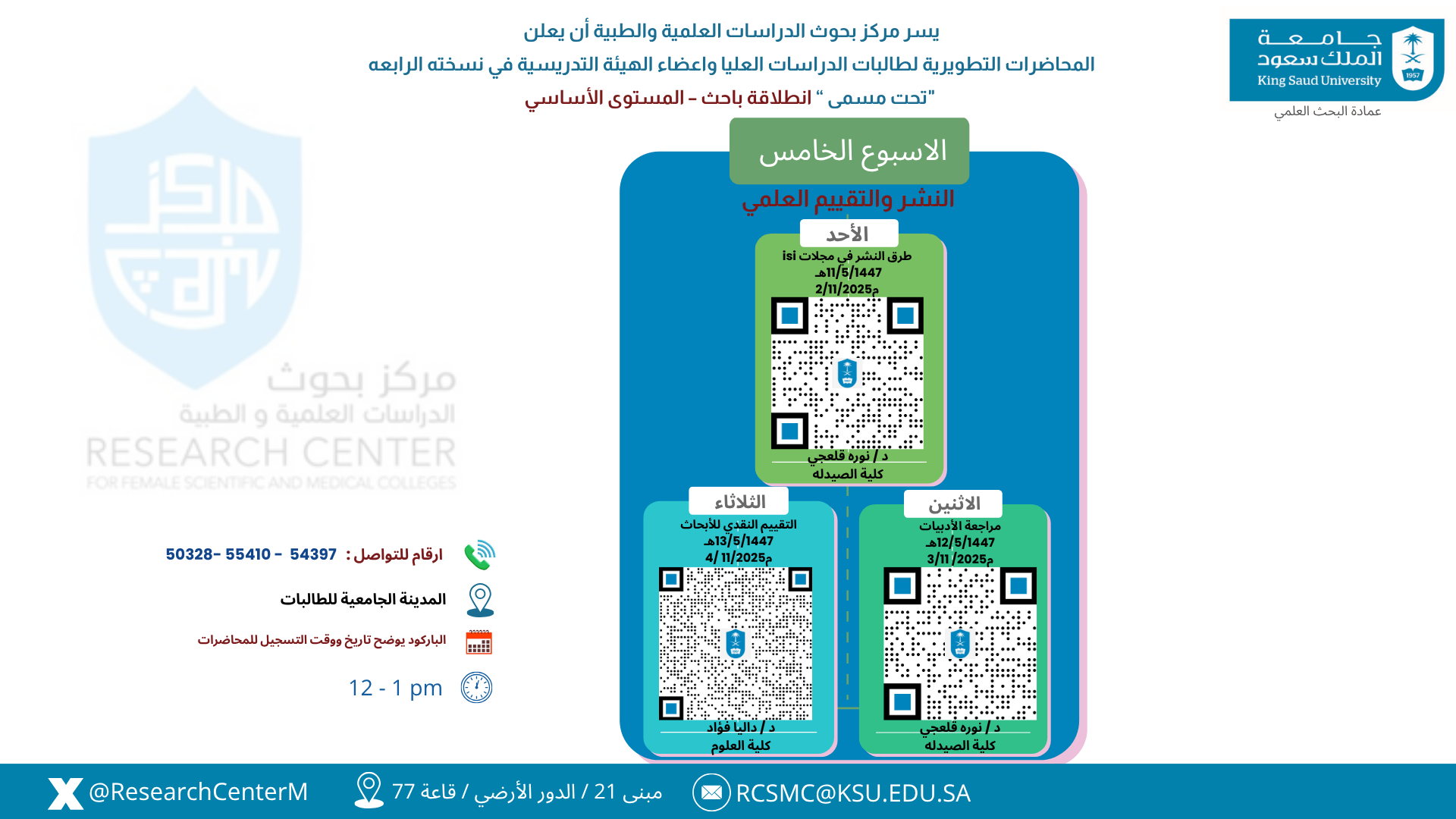 المحاضرات التطويريه للباحثين ( الاسبوع الخامس )