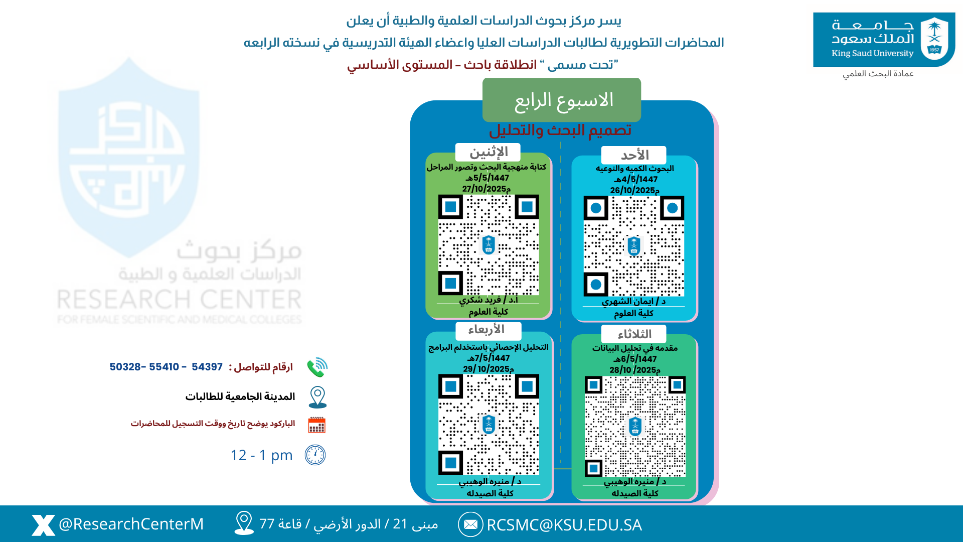  المحاضرات التطويريه للباحثين الاسبوع الرابع